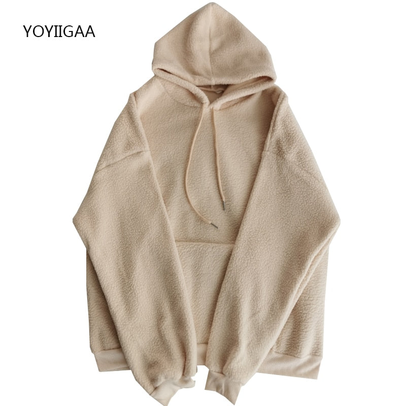 Women Fleece Hoodies Autumn Winter Warm Female Hoody Sweatshirts Letter Embroidery Ladies Girls Hoodie Hooded Casual Outerwear