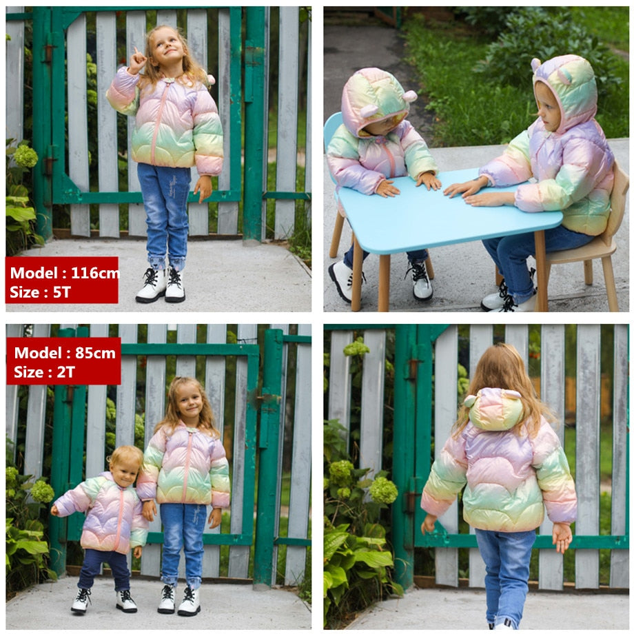 Cute Baby Girls Jacket Kids Boys Light Down Coats With Ear Hoodie Spring Girl Clothes Infant Children&#39;s Clothing For Boys Coat