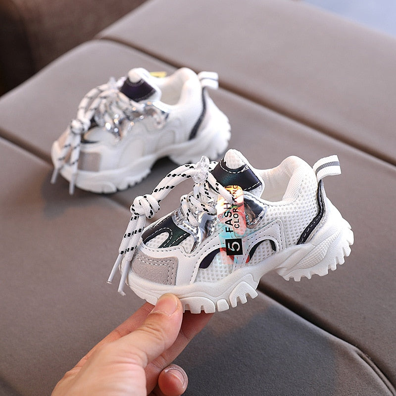 Disney Kids Leisure Sneakers Children&#39;s white shoes boys and girls hook loop sports shoes new mesh casual baby Toddler running s