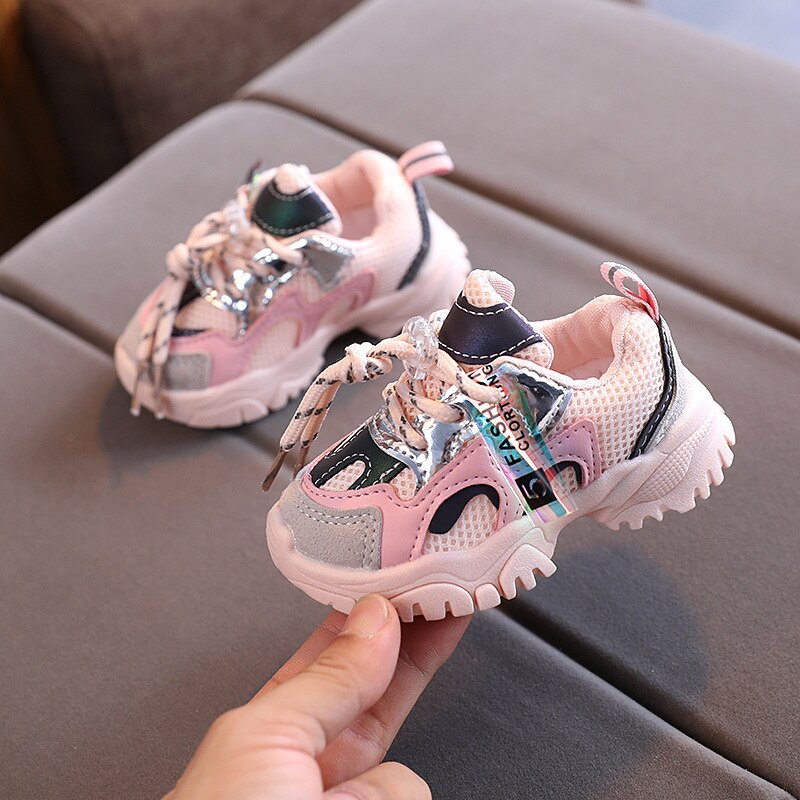 Disney Kids Leisure Sneakers Children&#39;s white shoes boys and girls hook loop sports shoes new mesh casual baby Toddler running s