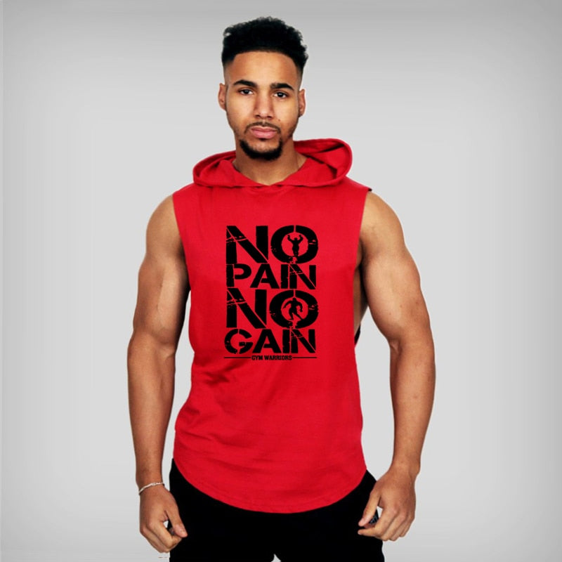 Brand Gyms Clothing Mens Bodybuilding Hooded Tank Top Cotton Sleeveless Vest Sweatshirt Fitness Workout Sportswear Tops Male