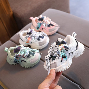 Disney Kids Leisure Sneakers Children&#39;s white shoes boys and girls hook loop sports shoes new mesh casual baby Toddler running s