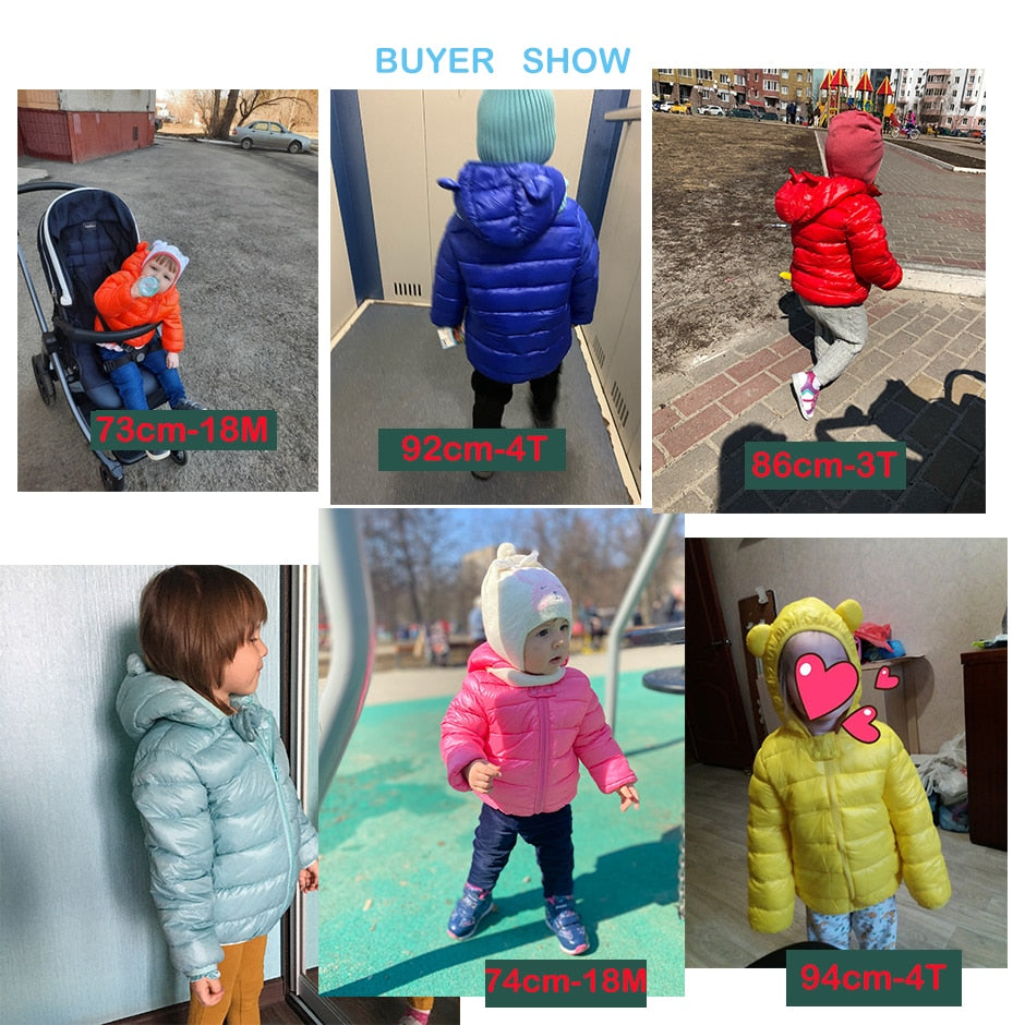 Cute Baby Girls Jacket Kids Boys Light Down Coats With Ear Hoodie Spring Girl Clothes Infant Children&#39;s Clothing For Boys Coat