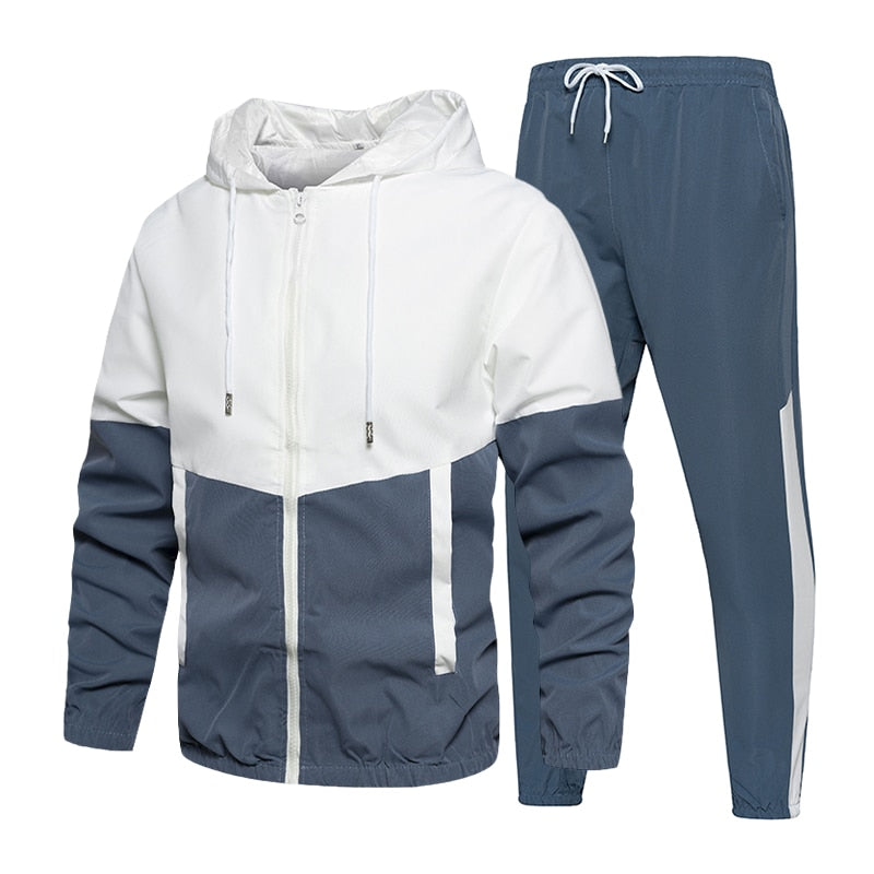 Spring Autumn Men Tracksuit Casual Set Male Joggers Hooded Sportswear Jackets+Pants 2 Piece Sets Hip Hop Running Sports Suit 5XL