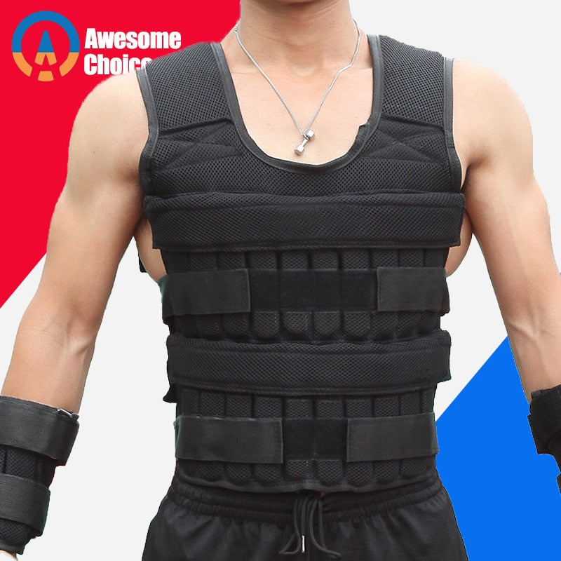 30KG Weight Vest For Boxing Weight Training Workout Fitness Gym Equipment Adjustable Waistcoat Jacket Sand Clothing