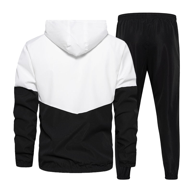 Spring Autumn Men Tracksuit Casual Set Male Joggers Hooded Sportswear Jackets+Pants 2 Piece Sets Hip Hop Running Sports Suit 5XL