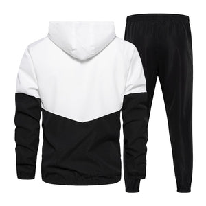 Spring Autumn Men Tracksuit Casual Set Male Joggers Hooded Sportswear Jackets+Pants 2 Piece Sets Hip Hop Running Sports Suit 5XL