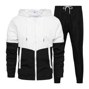 Spring Autumn Men Tracksuit Casual Set Male Joggers Hooded Sportswear Jackets+Pants 2 Piece Sets Hip Hop Running Sports Suit 5XL